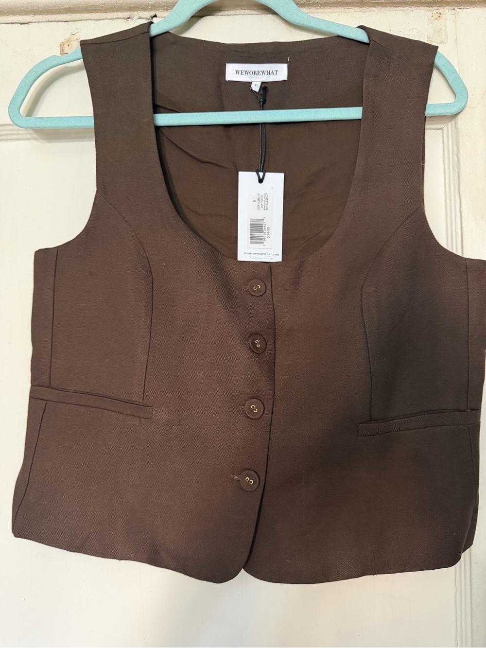 WeWoreWhat Chocolate Brown Buttoned Vest